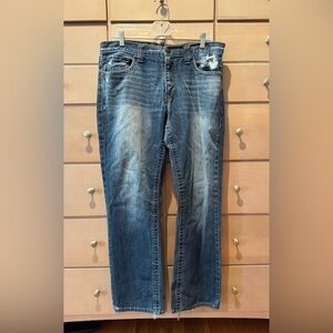 Decree Men's Distressed Blue Slim Straight Jeans